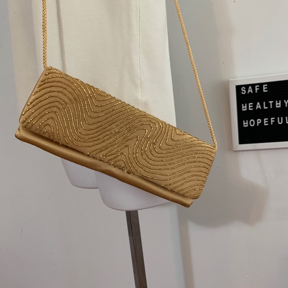La Regale Gold Beaded Evening Bag - Picture 1 of 8